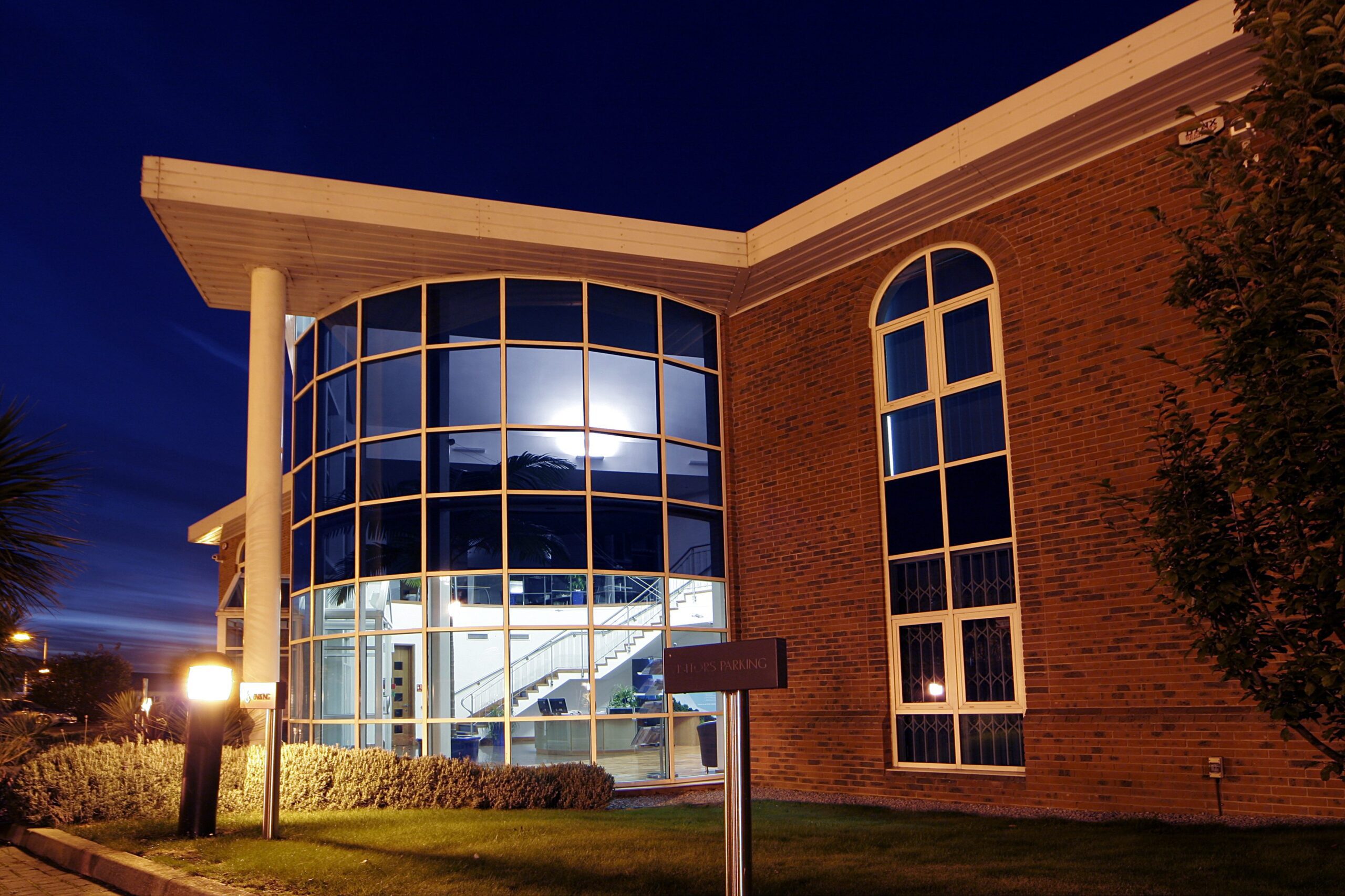 The Grosvenor Group building exterior at night